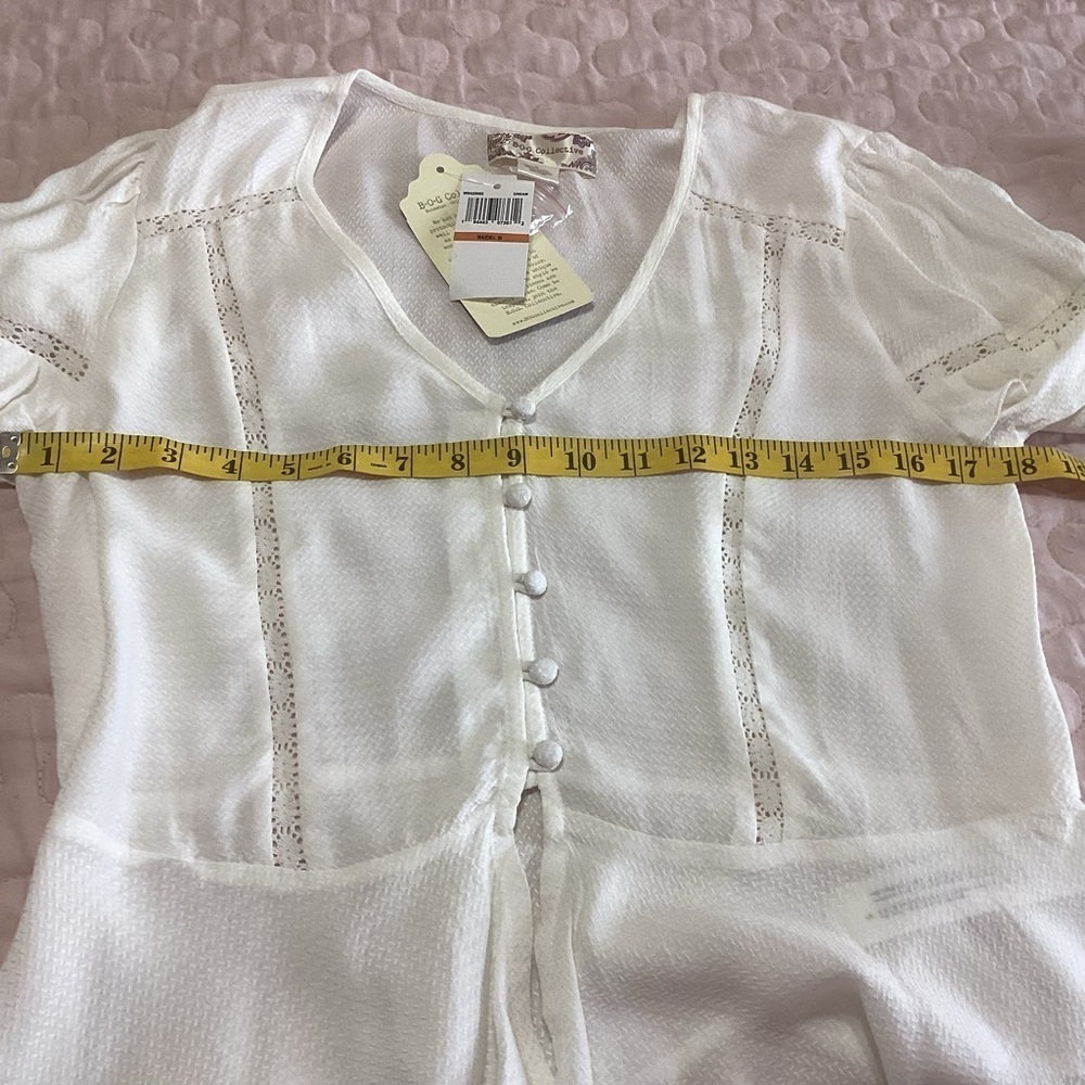 NEW B.O.G. Collective Ruffle Blouse Size Small White Boho Cottagecore Victorian - Picture 6 of 8